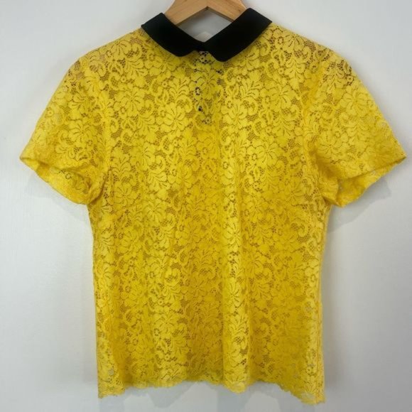 Zara Twee Women’s Cottagecore Peasant Collared Lace Blouse Top Collared Medium - Picture 5 of 9